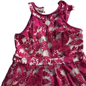 Nickie Lew Dress Lace Overlay Lined Dark Pink Fits Women's Size 6; Kids Sz 16